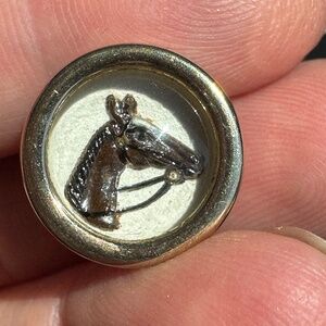 Vintage Reverse Painted Crystal Horse Head Portrait Pin. Equestrian Jewelry.